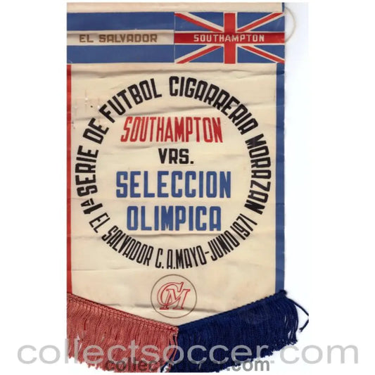 1971 El Salvador v Southampton Match Pennant Super Rare