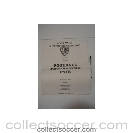 1972 - Annual Football Programme Fair at Port Vale 1972 poster