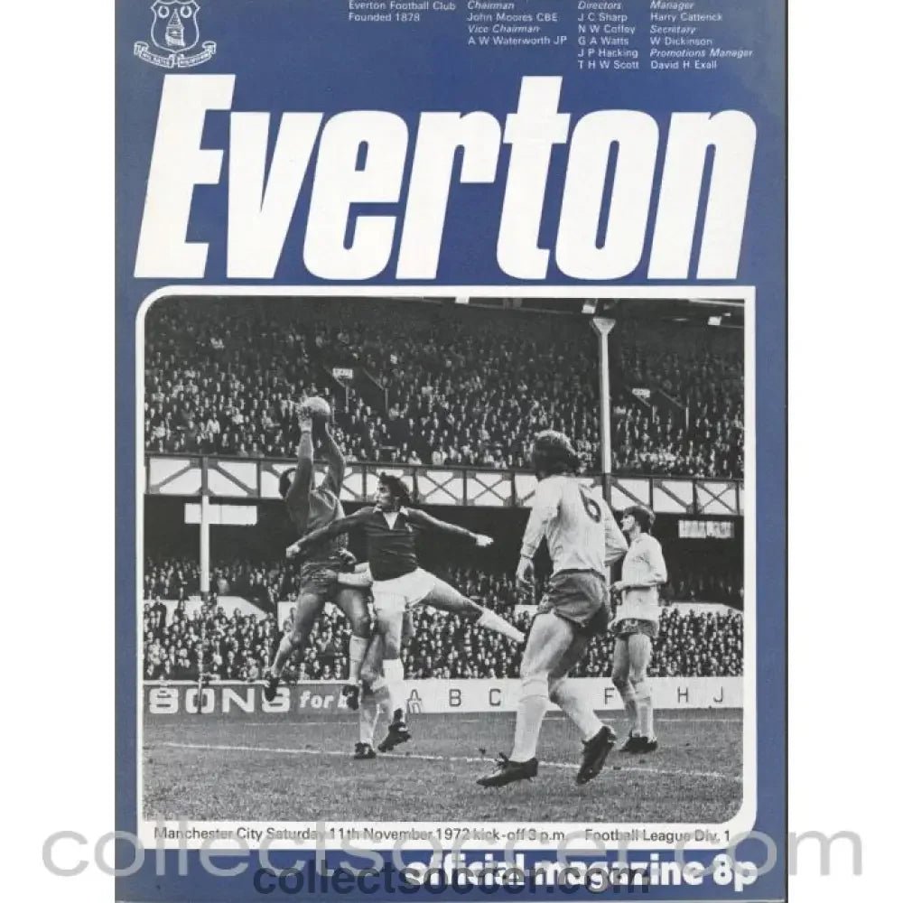 1972 - Everton v Manchester City Official Programme 11/11/1972 - Collect Soccer