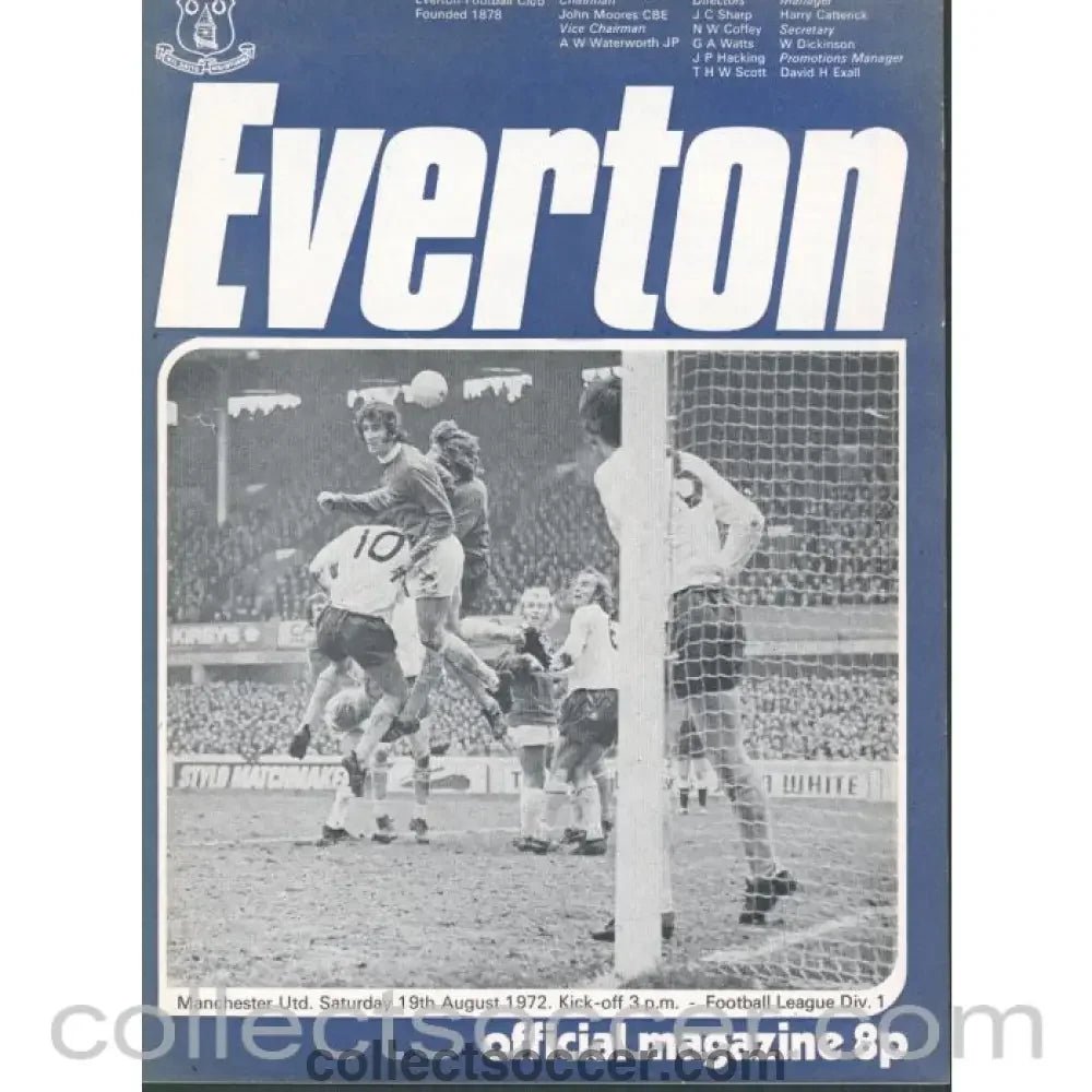 1972 - Everton v Manchester United Programme 19/08/1972 - Collect Soccer