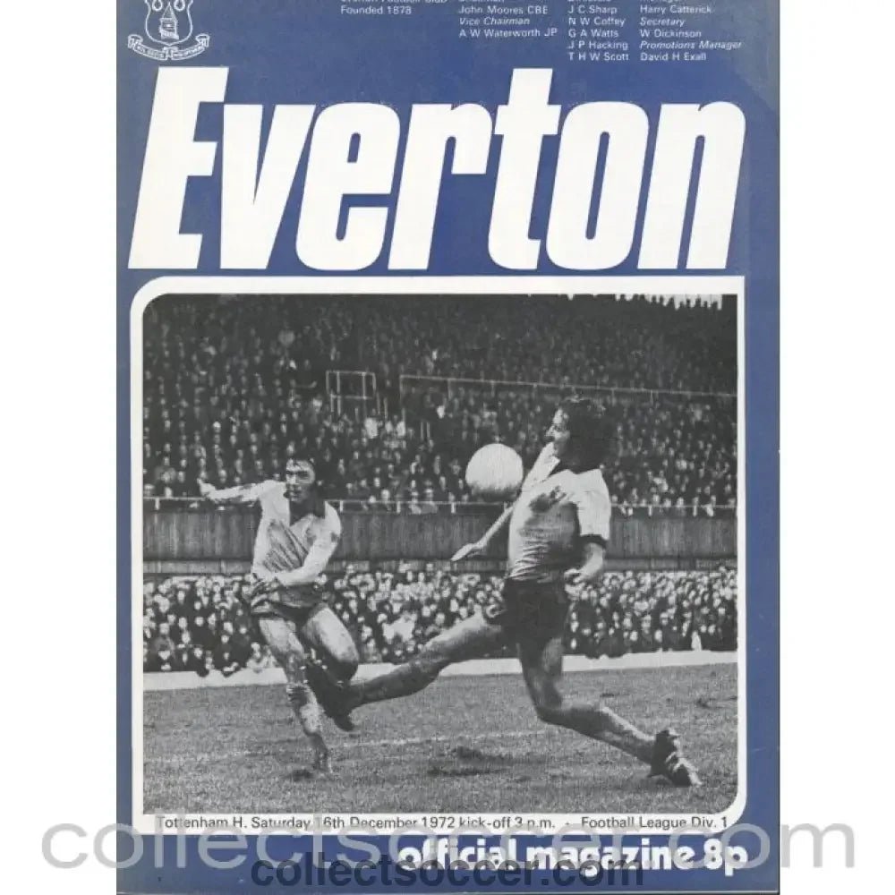 1972 - Everton v Tottenham Hotspur Programme 16/12/1972 - Collect Soccer