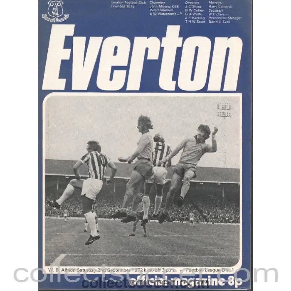 1972 - Everton v West Bromwich Albion Official Programme 2/9/1972 - Collect Soccer
