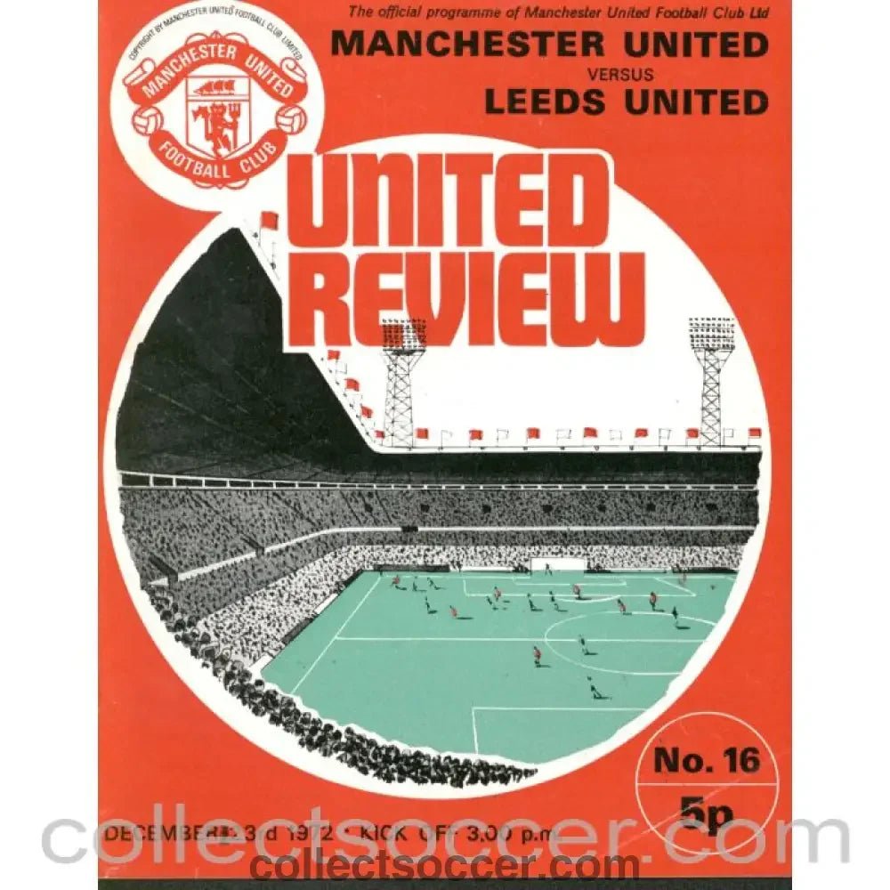 1972 - Manchester United v Leeds United Programme 23/12/1972 - Collect Soccer