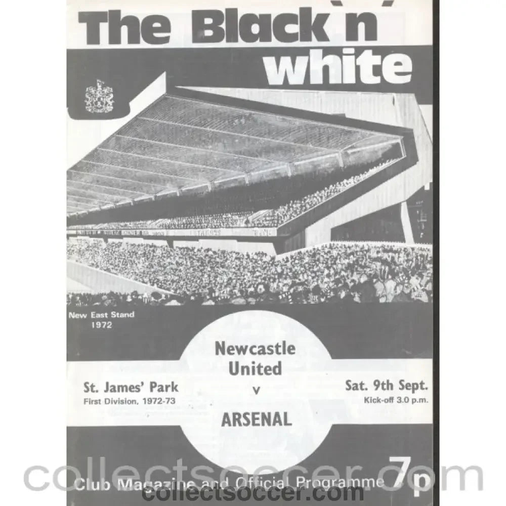 1972 - Newcastle United v Arsenal Programme 9/9/1972 - Collect Soccer
