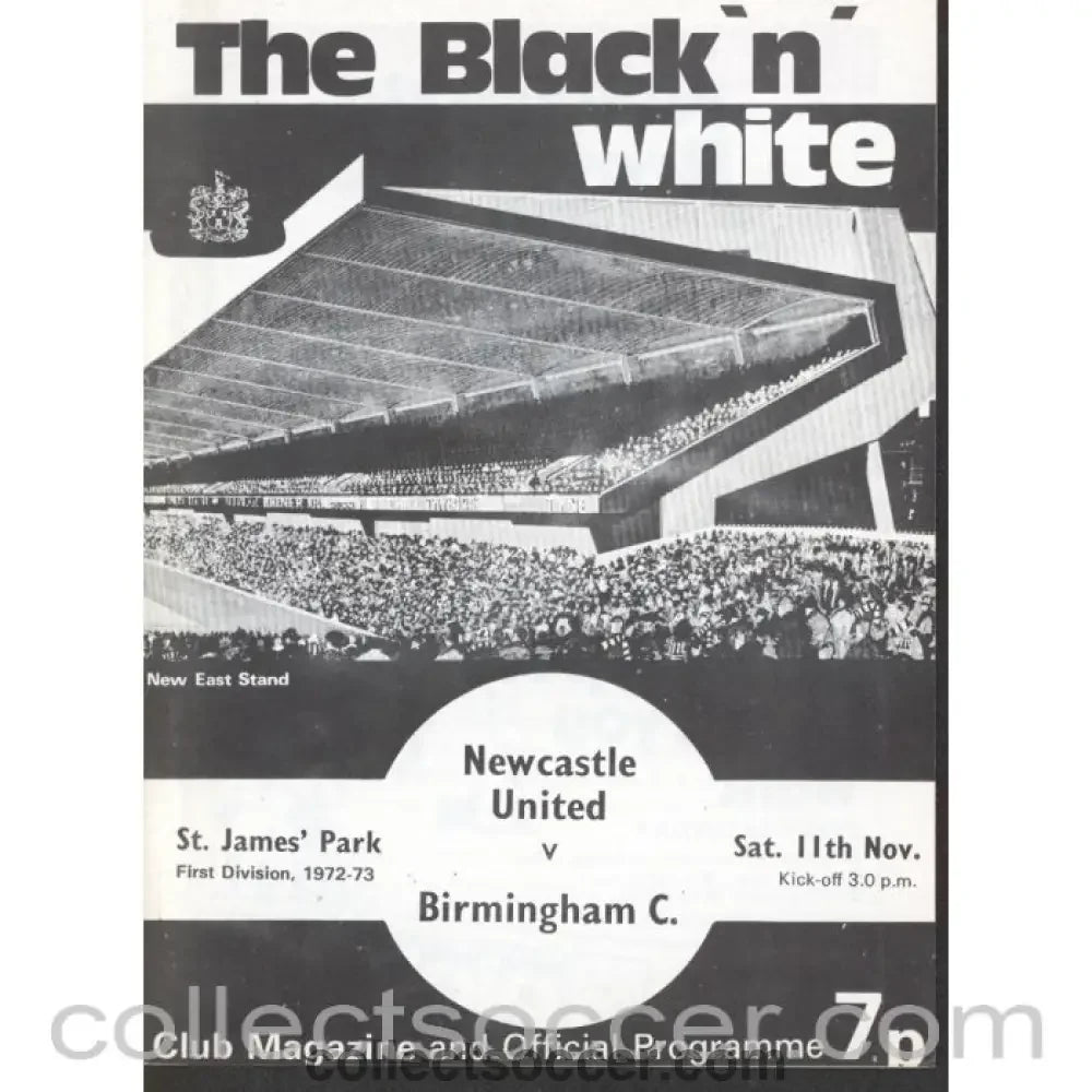 1972 - Newcastle United v Birmingham City Programme 11/11/1972 - Collect Soccer