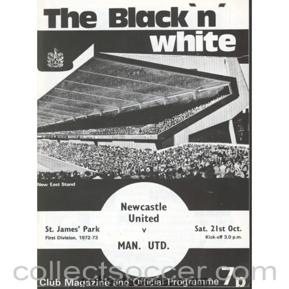 1972 - Newcastle United v Manchester United Programme 21/10/1972 - Collect Soccer