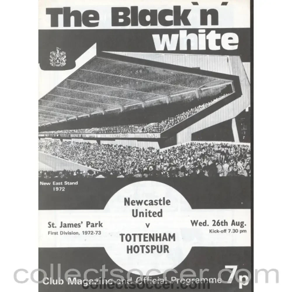 1972 - Newcastle United v Tottenham Hotspur Programme 26/08/1972 - Collect Soccer