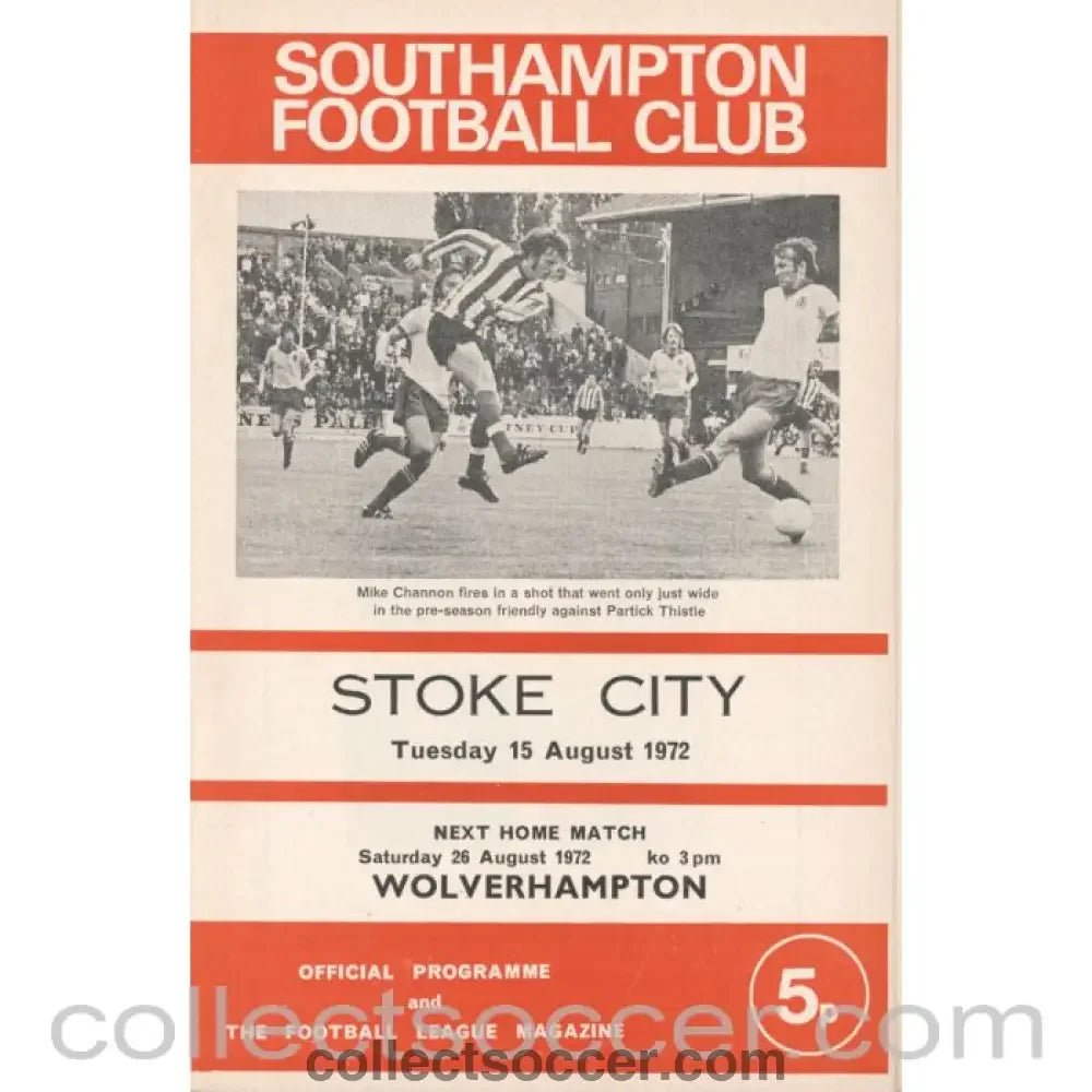 1972 - Southampton v Stoke City Football Programme 15/8/1972 - Collect Soccer
