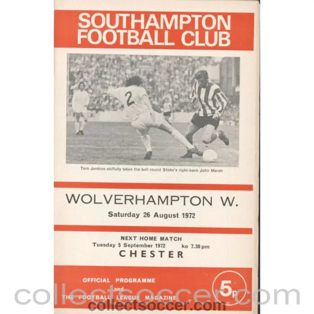1972 - Southampton v Wolverhampton Wanderers 26/08/1972 Football Programme - Collect Soccer