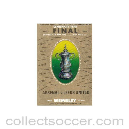 1972 FA Cup Final Programme Arsenal v Leeds United