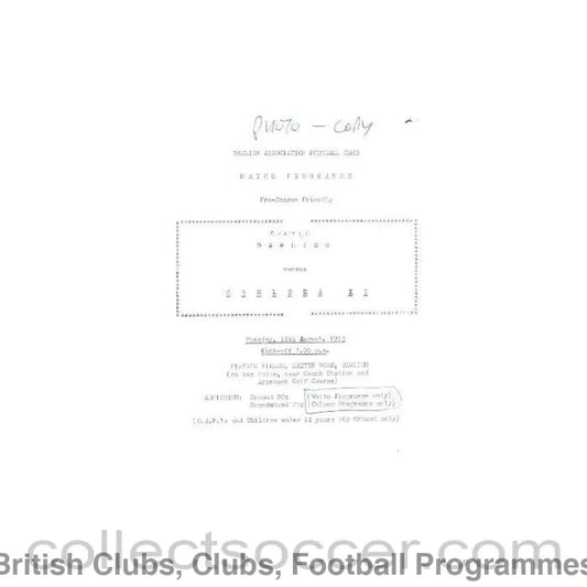1973 - Dawlish vChelsea XI official programme 14/08/1973