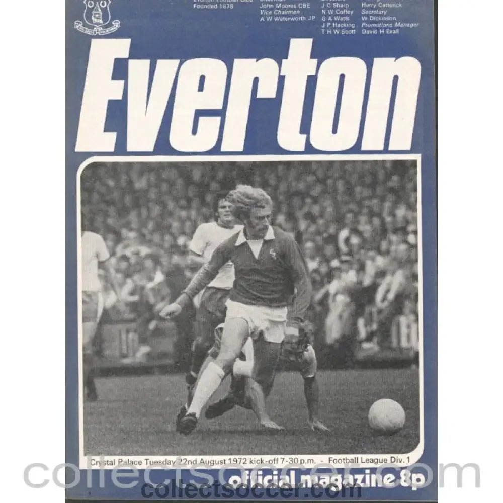 1973 - Everton v Crystal Palace Official Programme 22/8/1972 - Collect Soccer