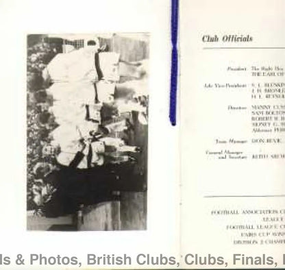 1973 Leeds United FA Cup Final Menu