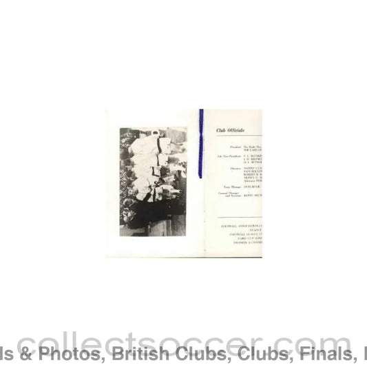 1973 Leeds United FA Cup Final Menu