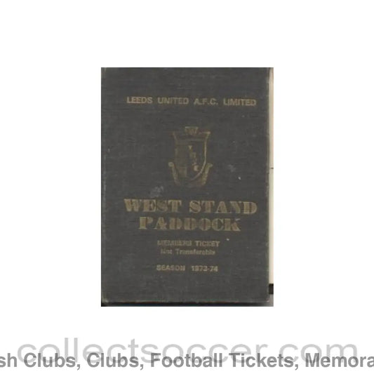 1973 - Leeds United West Stand Paddock members ticket of season 1973-1974