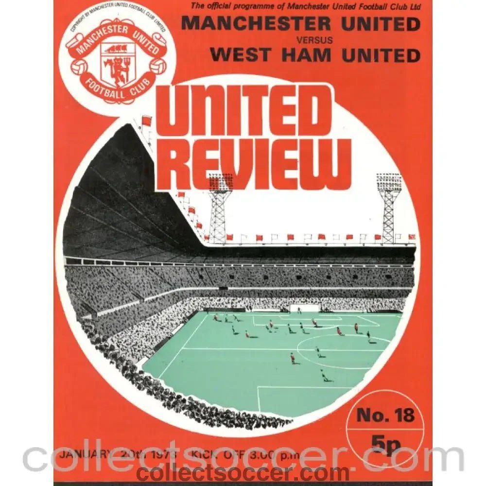 1973 - Manchester United v West Ham United programme 20/1/1973 - Collect Soccer