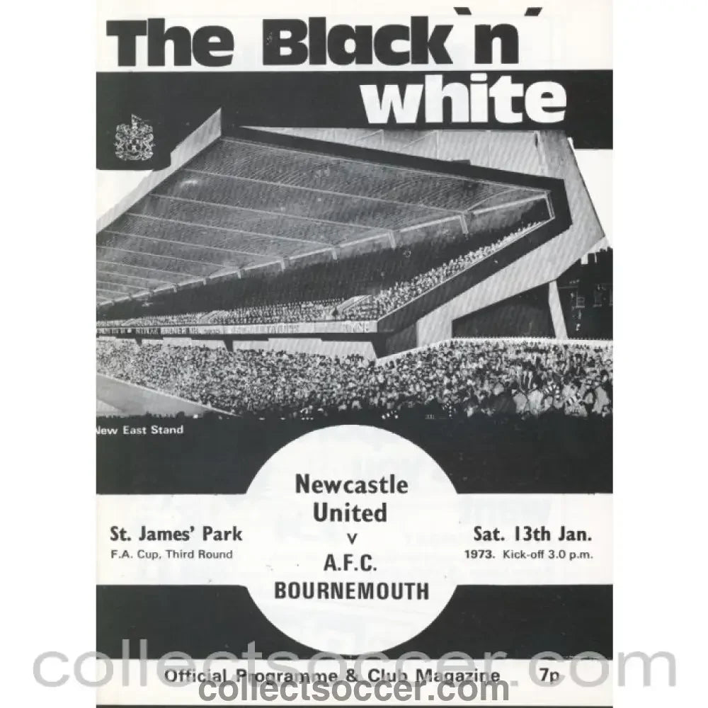 1973 - Newcastle United v AFC Bournemouth FA Cup 3rd Round Programme 13/01/1973 - Collect Soccer