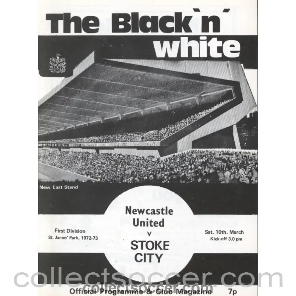 1973 - Newcastle United v Stoke City Programme 10/3/1973 - Collect Soccer
