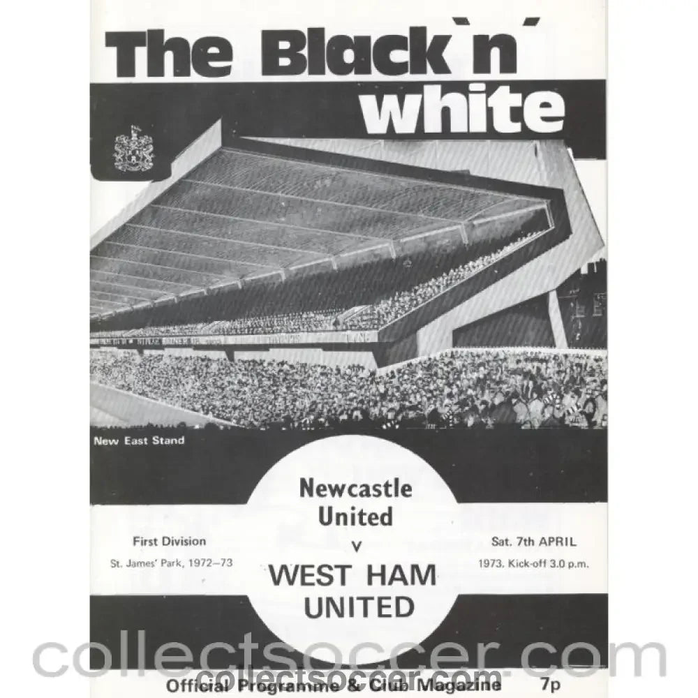 1973 - Newcastle United v West Ham United Programme 7/4/1973 - Collect Soccer