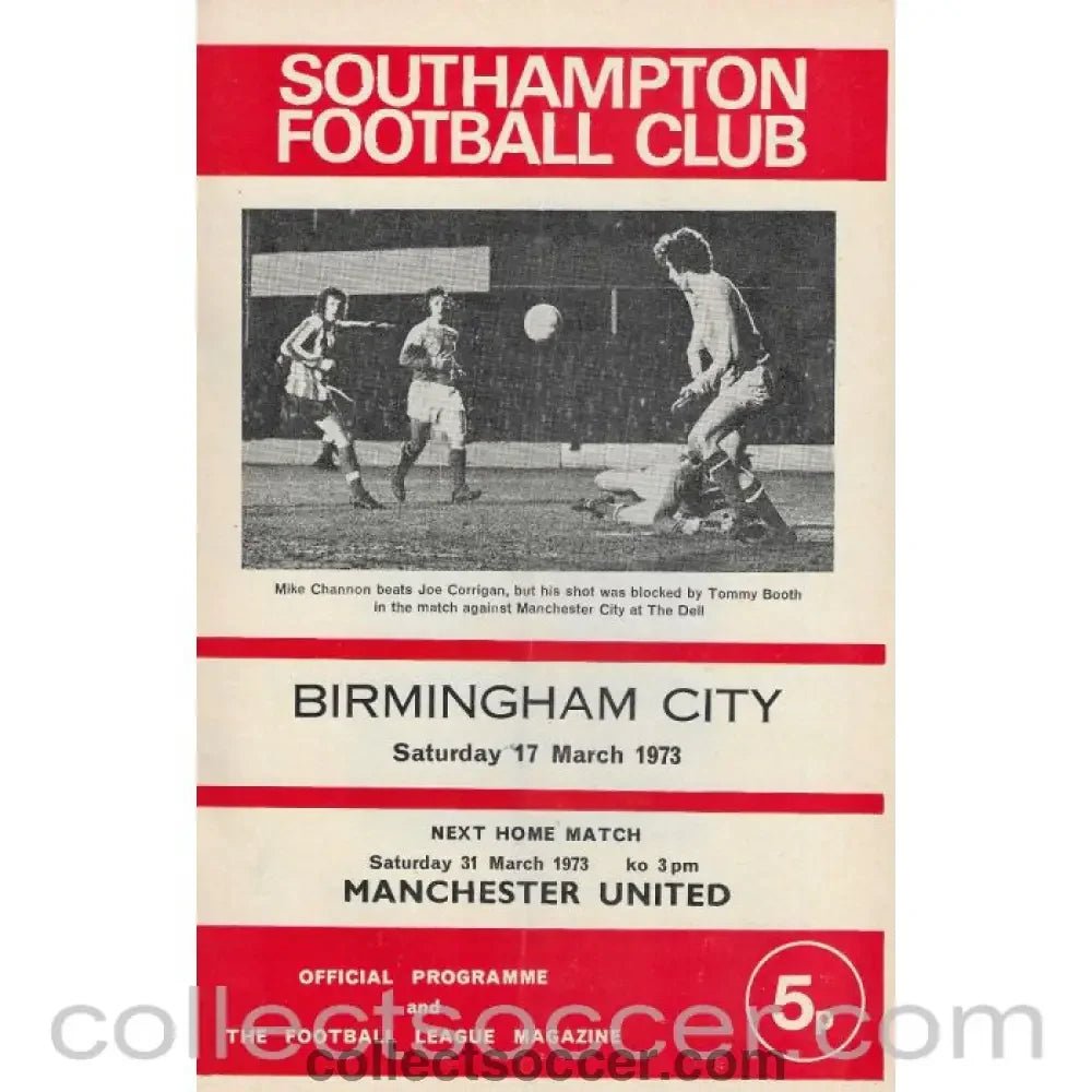 1973 - Southampton v Birmingham City Official Programme 17/3/1973 - Collect Soccer