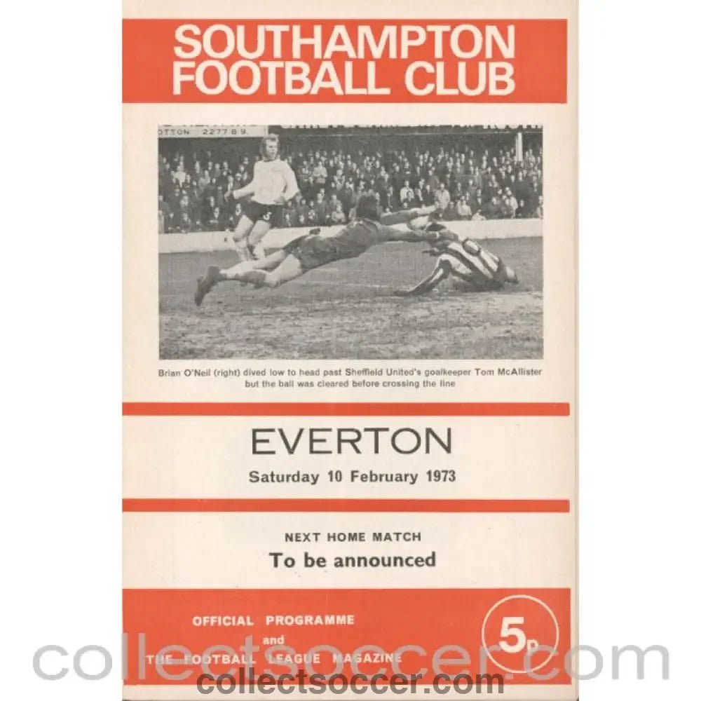 1973 - Southampton v Everton Football Programme 10/2/1973 - Collect Soccer