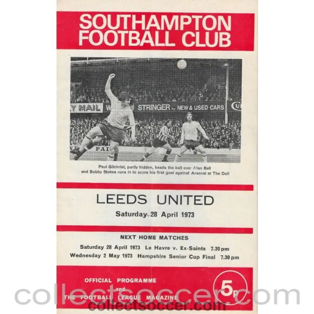 1973 - Southampton v Leeds United Official Programme 28/4/1973 - Collect Soccer