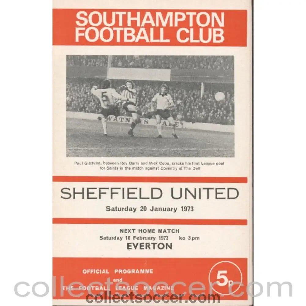 1973 - Southampton v Sheffield United 20/1/1973 Football Programme - Collect Soccer