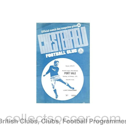 1975 - Chesterfield v Port Vale official programme 01/02/1975 Football League