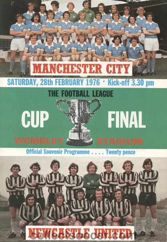 1976 League Cup Final Programme Manchester City v Newcastle United