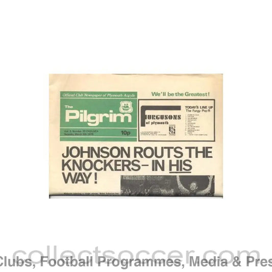 1976 - Plymouth Argile vChelsea official programme Pilgrim official newspaper of Plymouth Argile 06/03/1976