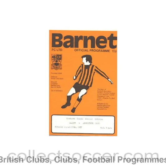 1977 - Barnet v Atherstone Town official programme 27/08/1977