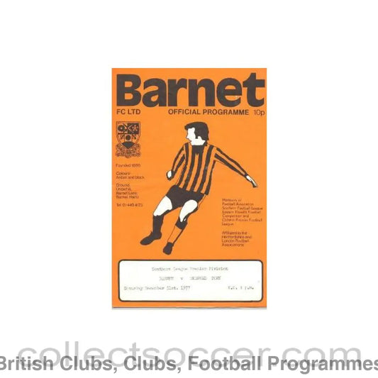 1977 - Barnet v Bedford Town official programme 31/12/1977
