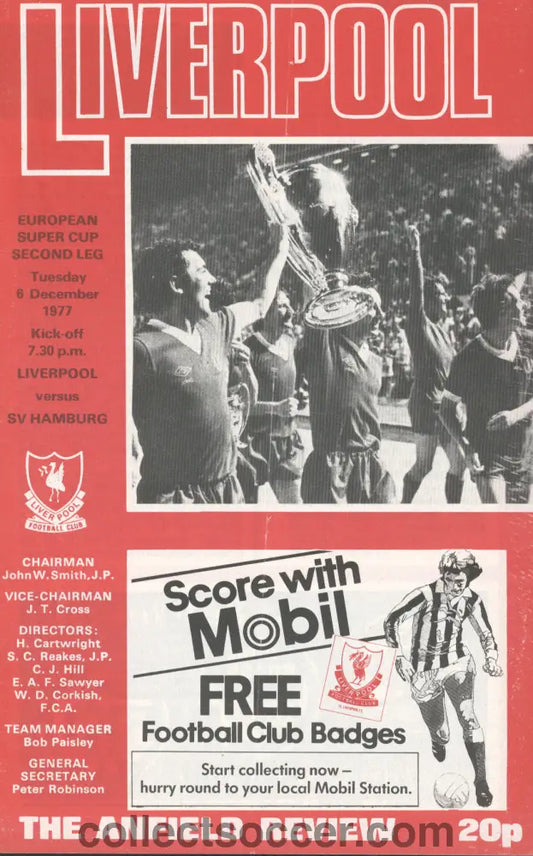1977 Super Cup Final 2nd Leg Liverpool V Hamburg.