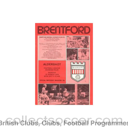 1978 - Brentford v Aldershot official programme 27/03/1978 Football League