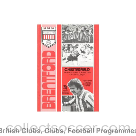 1978 - Brentford v Chesterfield official programme 26/08/1978 Football League