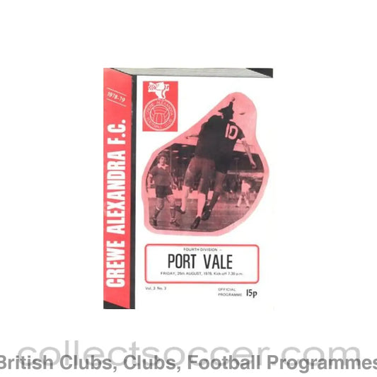 1978 - Crewe Alexandra v Port Vale official programme 25/08/1978 Football League