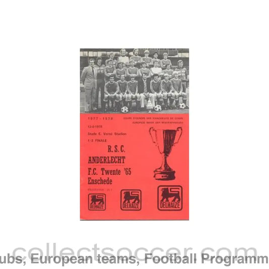 1978 European Cup Semi-Final Anderlecht v Twente official programme 12/04/1978