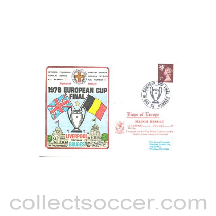 1978 - Liverpool v Bruges European Cup Final First Day Cover 10/05/1978