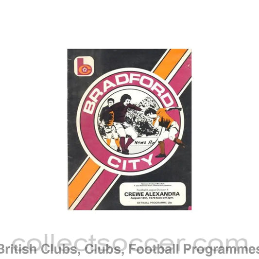 1979 - Bradford City v Crewe Alexandra official programme 18/08/1979 Football League