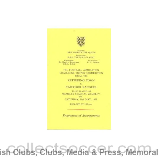 1979 Kettering Town v Stafford Rangers programme of arrangements Royal Box