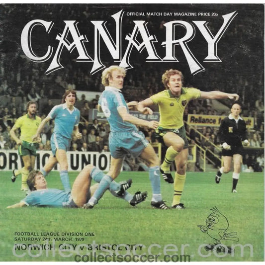 1979 Norwich City v Bristol City Football Programme - Autographed Bristol City Players - Collect Soccer
