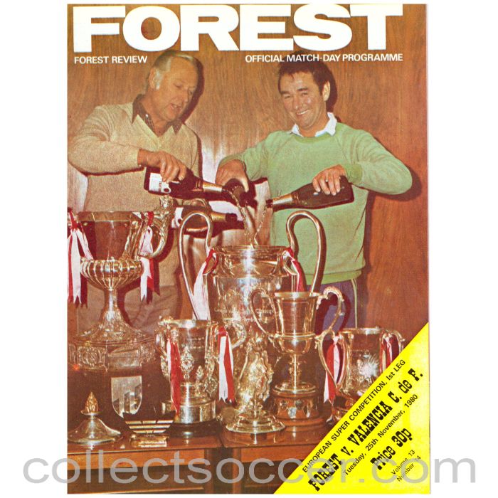 1980 Super Cup Official Football Programme Nottingham Forest v Valencia