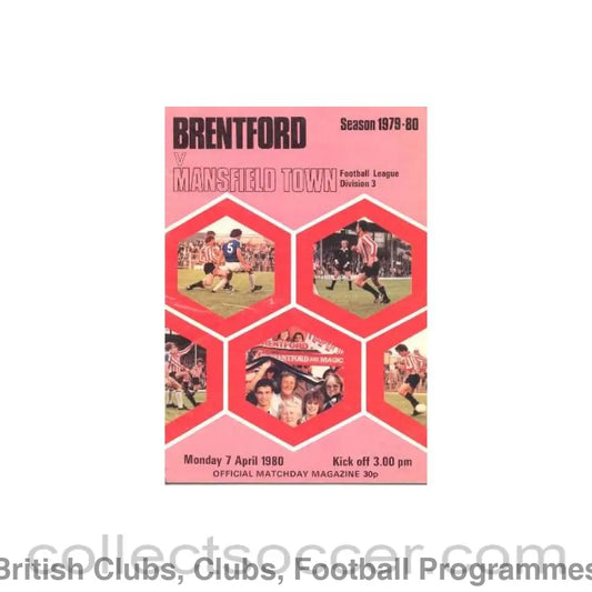 1980 - Brentford v Mansfield Town official programme 07/04/1980 Football League