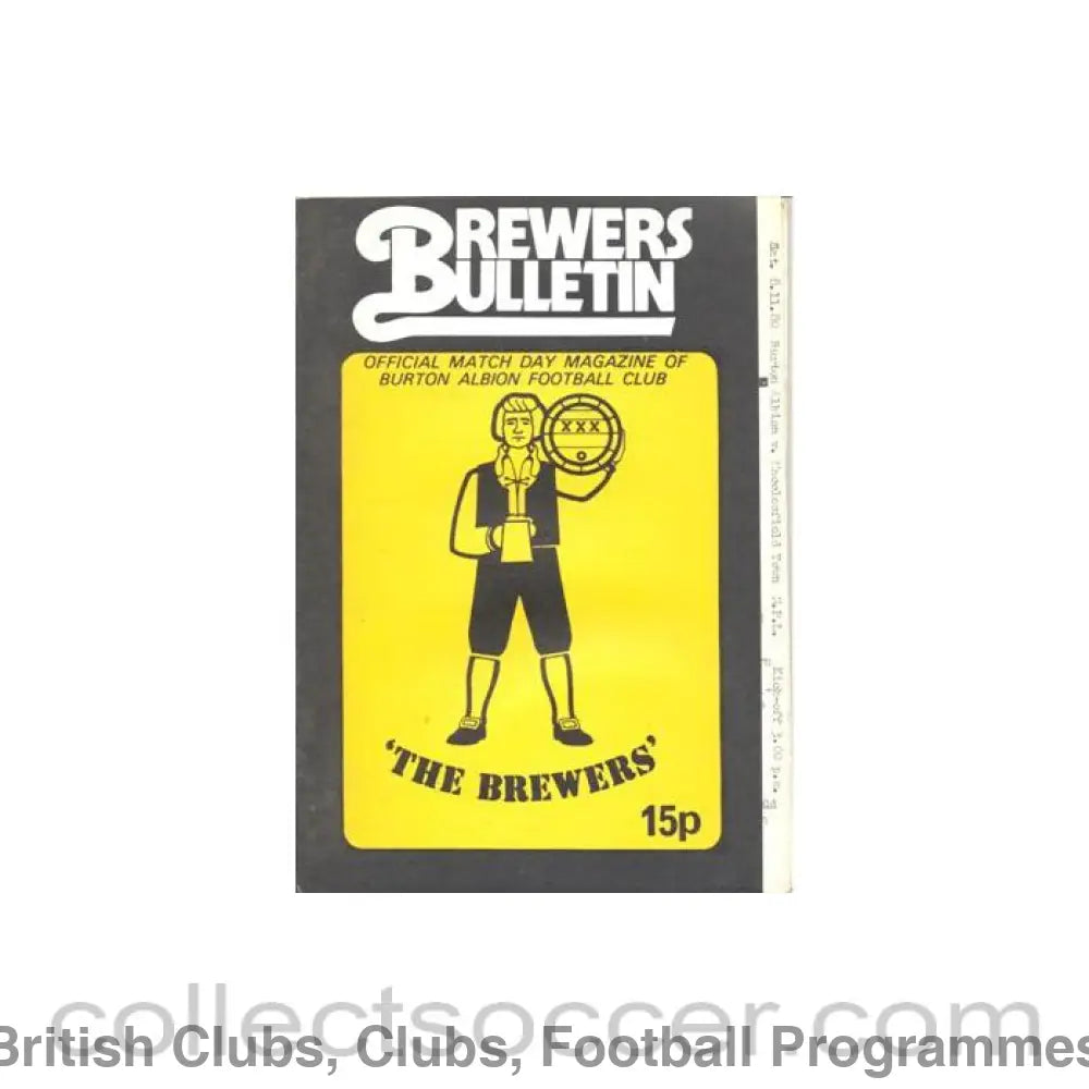 1980 - Burton Albion v Macclesfield Town official programme 08/11/1980 League
