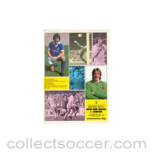 1980 FA Cup Semi-Final Programme West Ham V Everton Replay