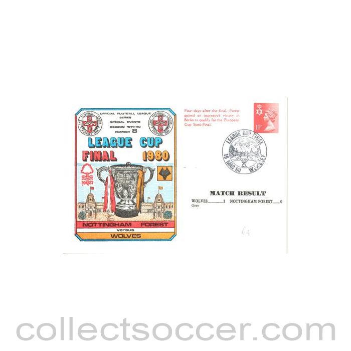 1980 League Cup Final First Day Cover 15/05/1980