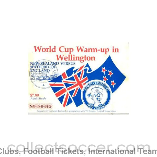 1982 World Cup in Spain - World Cup warm-up match in Wellongton - New Zealand v Watford ticket