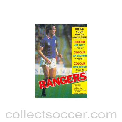 1981 - Glasgow Rangers V Dundee 12/08/1981