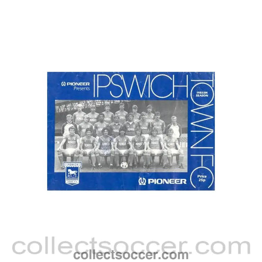 1983 - Pioneer company presents Ipswich Town programme-poster for season 1983-84 signedby John Walk