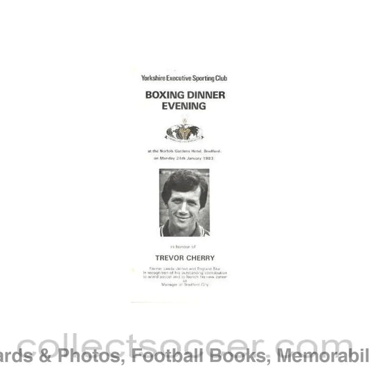 1983 - Yorkshire Executive Sporting Club Boxing Dinner Menu of 24/01/1983 In Honour of Trevor Cherry